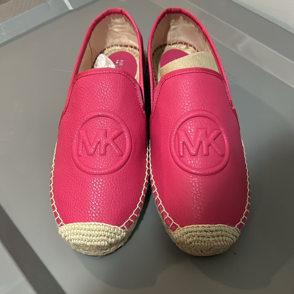 Michael Kors Pink Leather Espadrille Slip-On New In Box